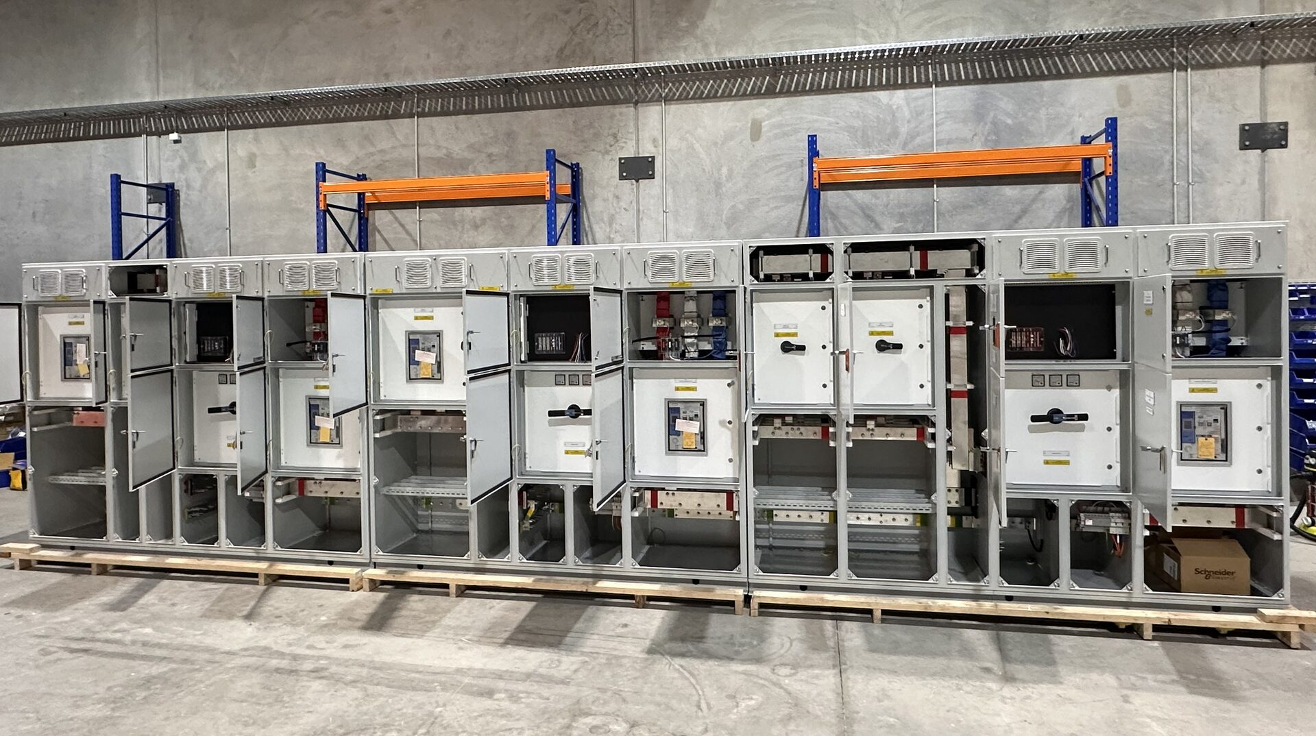 Fox Road — main switch sections and metering, doors open